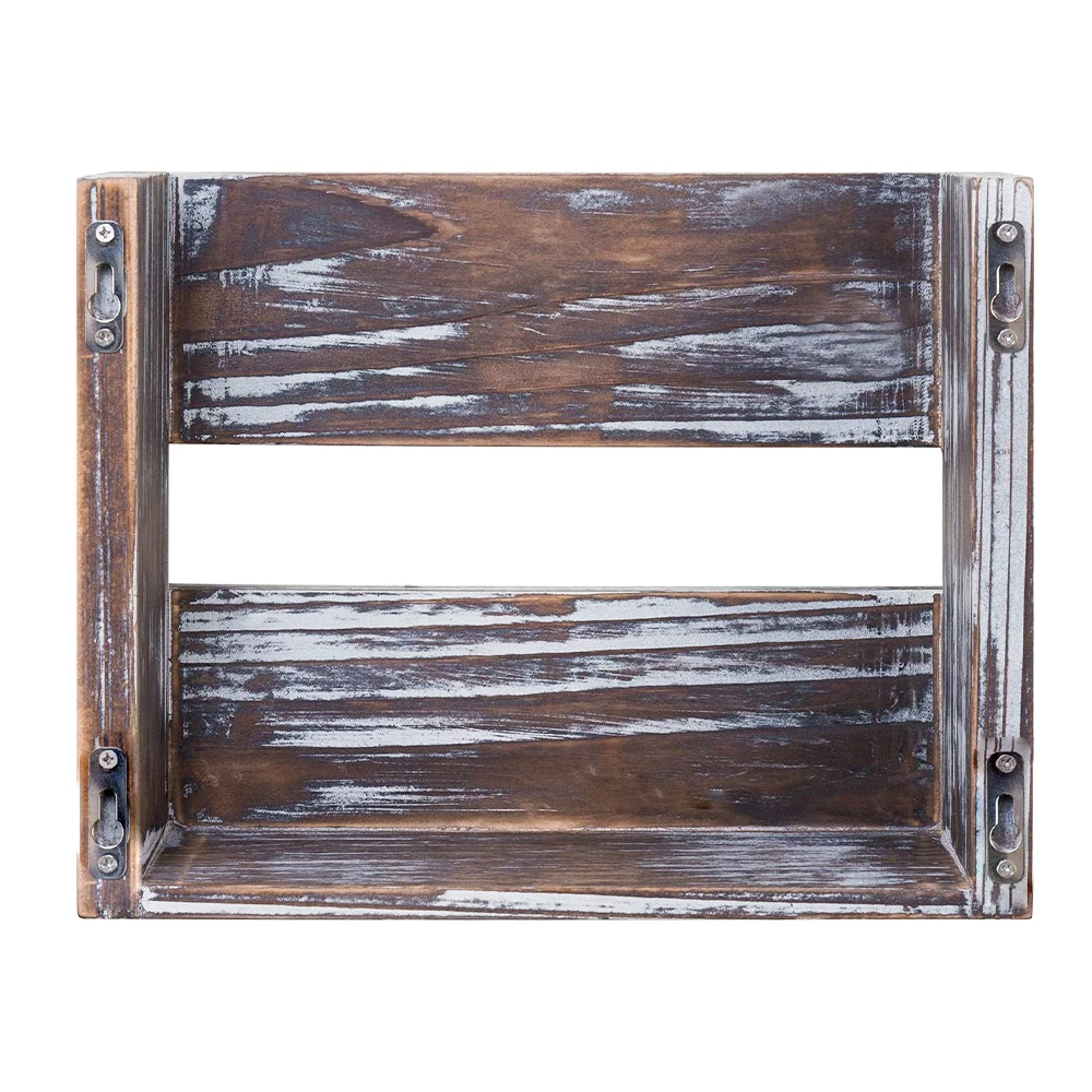 Rustic Torched Wood Magazine Holder Rack Wall Mounted,Wooden Hanging Mail Holder,Office Document File Wall Organizer