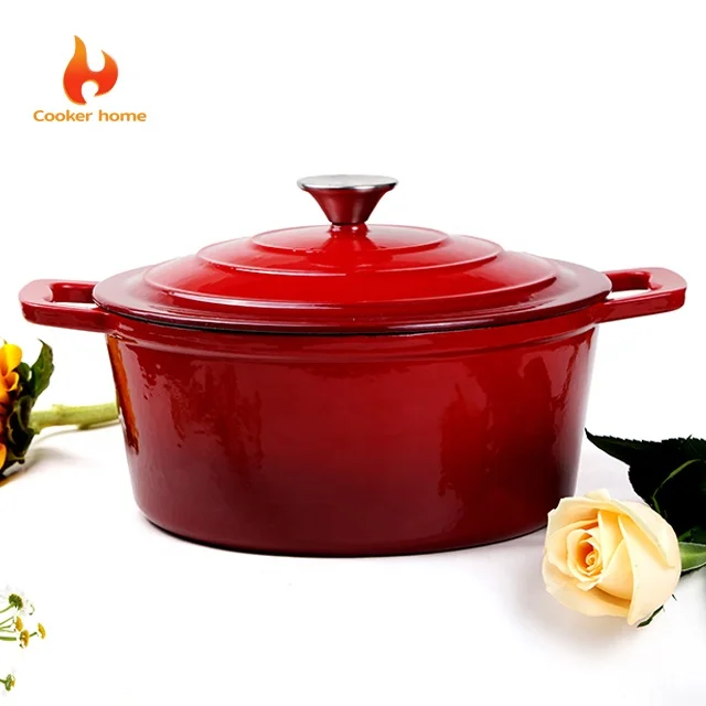 pre seasoned enamel cast iron round dutch oven cooking casserole cookware pots kitchen with lids