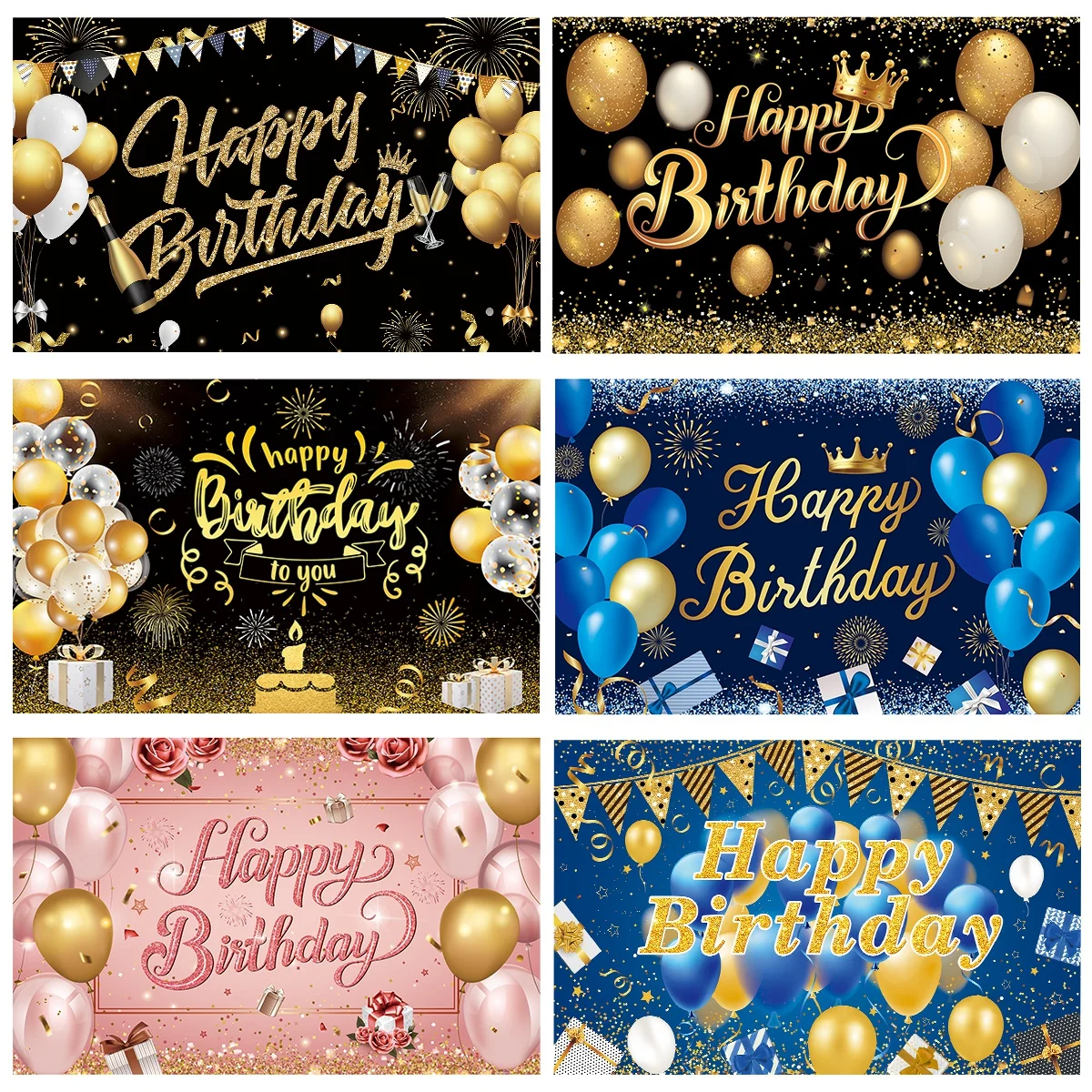 Happy Birthday Party Decoration Polyester Photo Background Birthday Photography Backdrop Home Decor Birthday Party Supplies