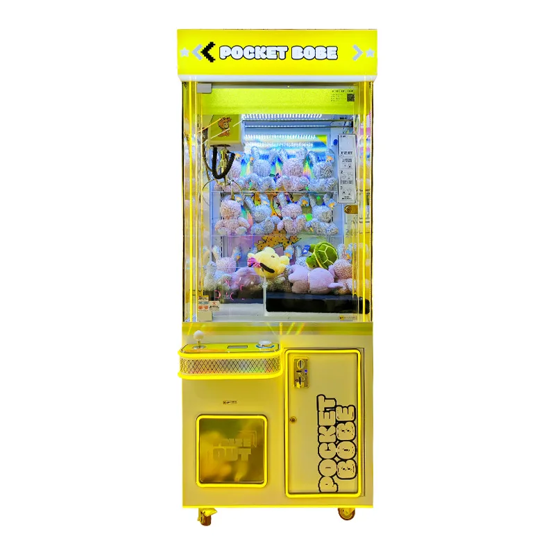 Coin Operated lucky goft pink doll plush crazy 2 Game mobile Vending Arcade token toys claw crane machine with bill acceptor