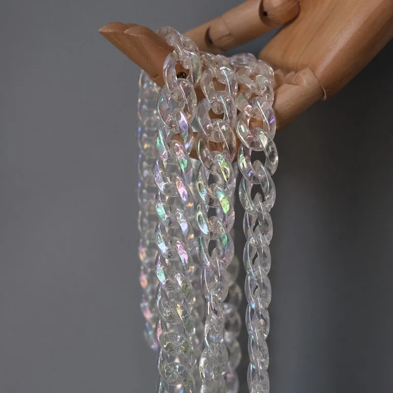 Wholesale Party Bags Shoulder Strap Accessories Holographic Clear Transparent Acrylic Chain Link DIY Bag Handbag Purse Strap