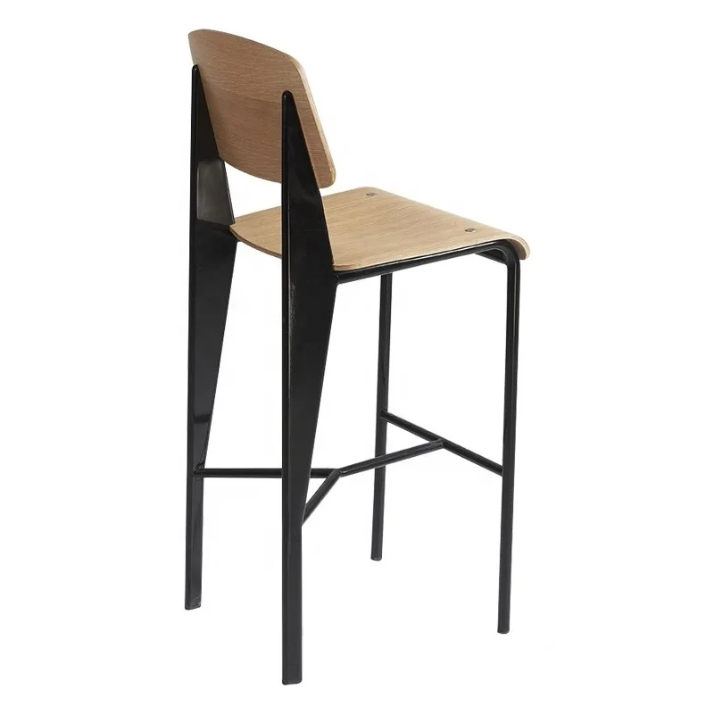 modern plywood back metal frame high bar stool chairs