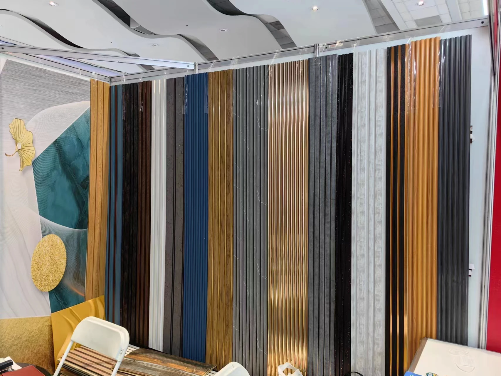 Hot Sale Interior Decorative Polystyrene Plastic Material Slat Wood Panels /PS Fluted Wall Panels