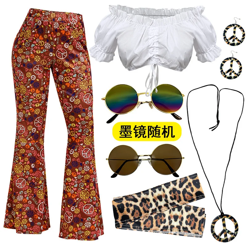 Women Sexy Hippie Costume Vest Set Fringe Vest Costume Accessory 70s Disco Costume