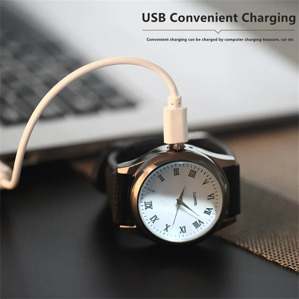 Best Selling New Electronics USB Charge Rechargeable Windproof Cigarette Lighter for Men Portable Electric Quartz Watch Lighter