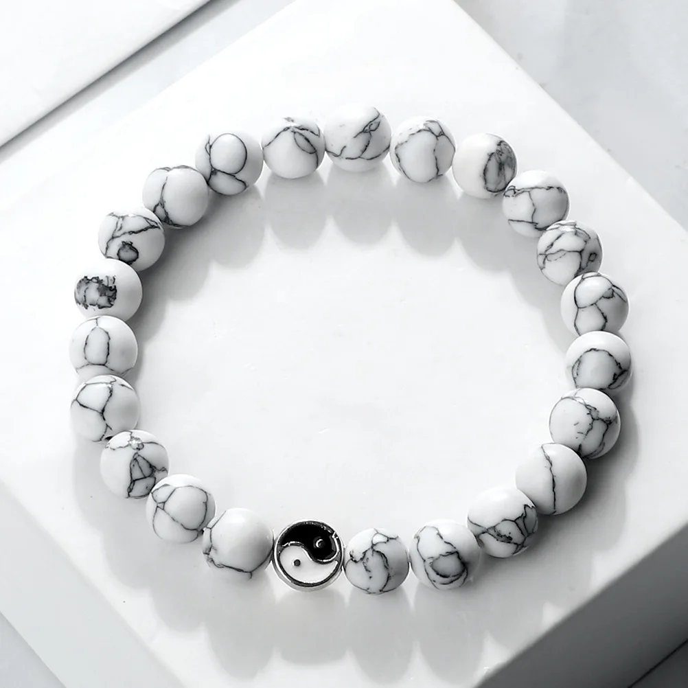 fashion jewelry matte matte Yin Yang Tai Chi white turbine-beaded bracelet charm feng shui bracelet  Women men