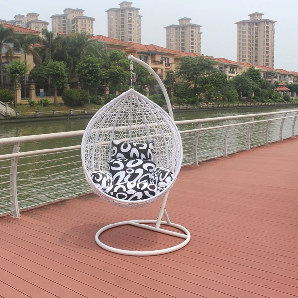 Outdoor Single Seat Garden Furniture Rattan Patio Swings Hanging Egg Shaped Chair with Stand