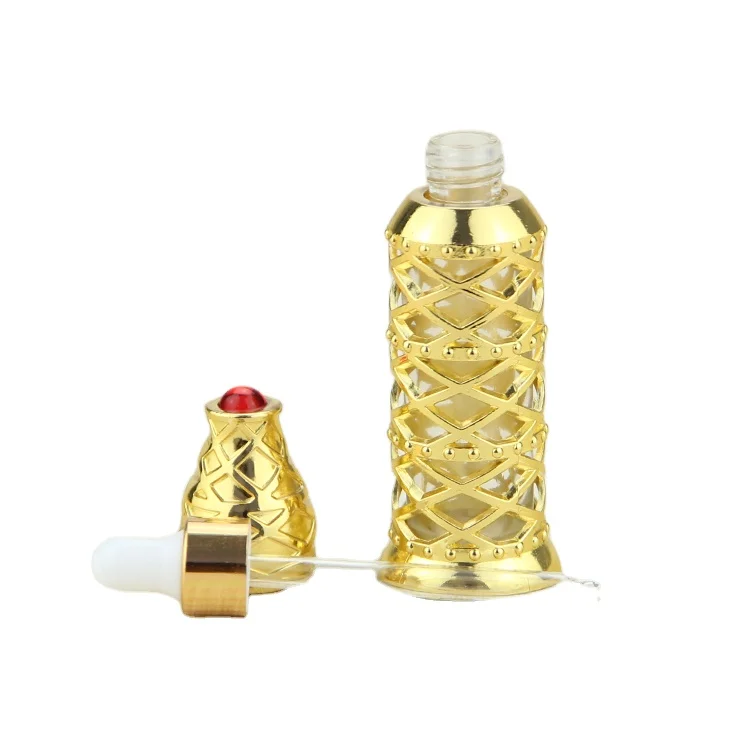 
golden color attar bottle Arabic style metal essential oil bottle 