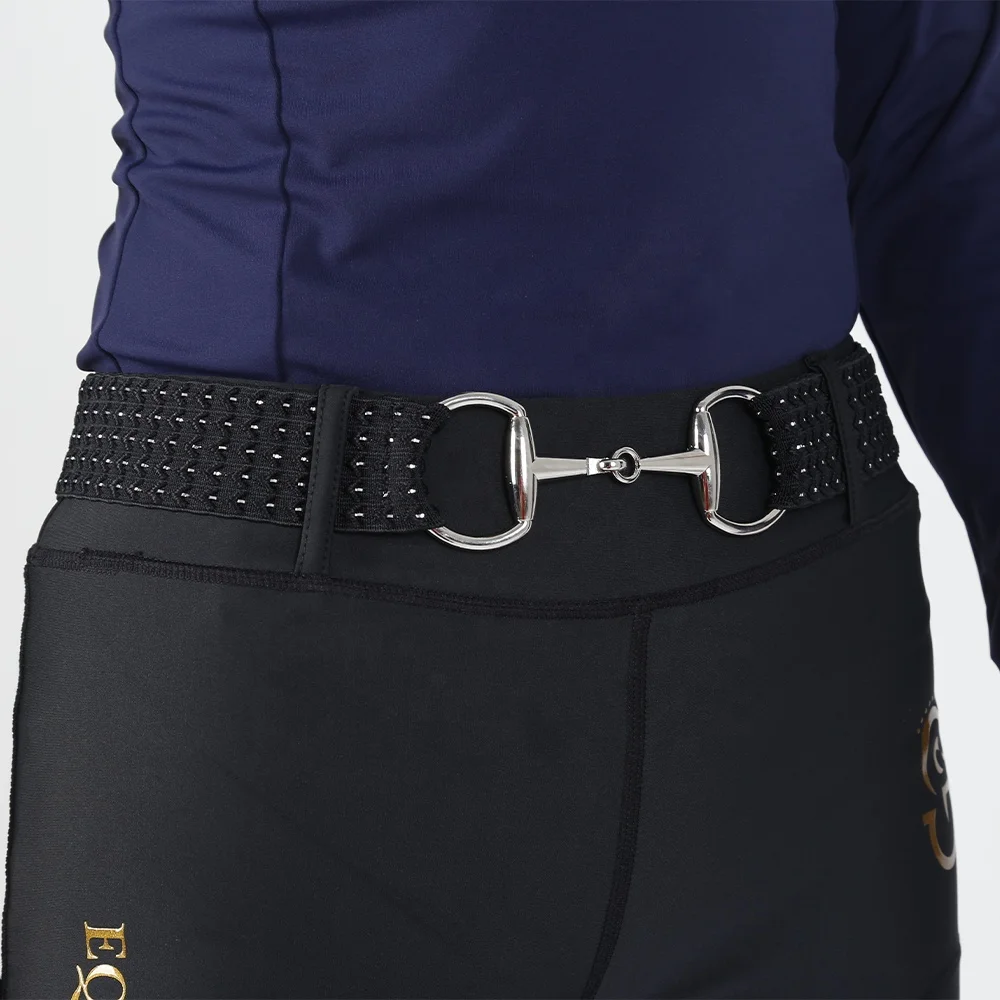 Wholesale Multi Color No MOQ Snaffle Bit Power Elastic Women Horse Riding Belts With Horse Bits Equestrian Belt Buckle