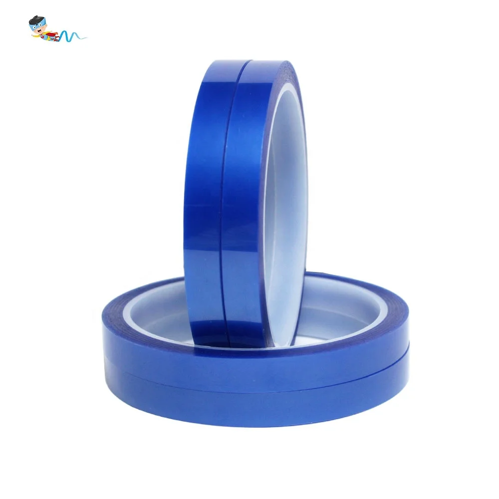 4- Blue Color Kaptons PET Polyester Film with Silicone Glue Self Adhesive Epoxy Resin Powder Coating Anodizing Masking Tape