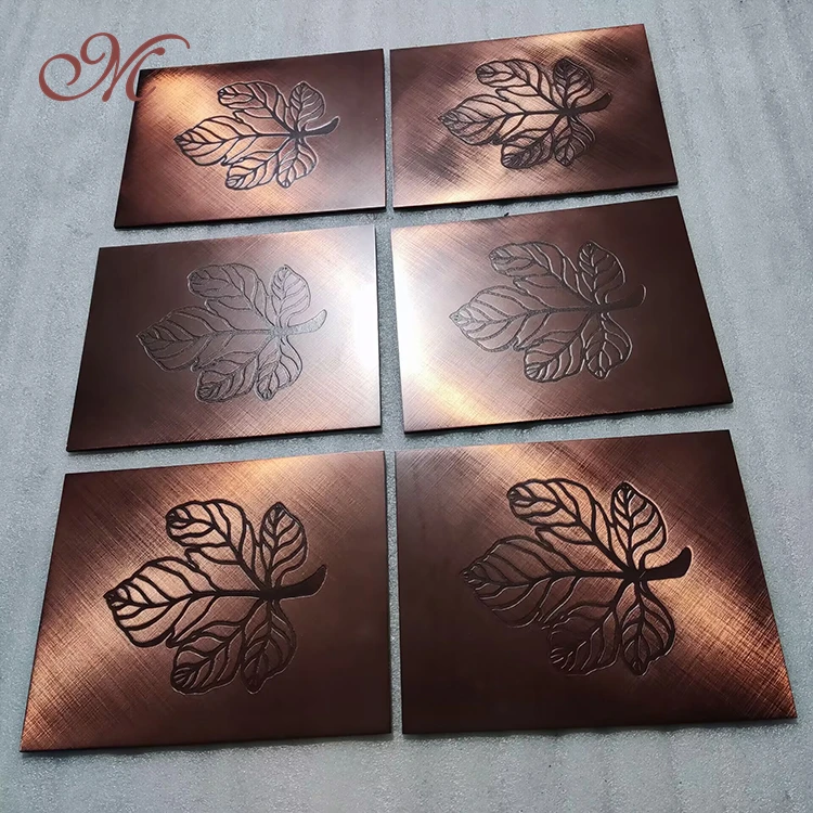 Custom Stainless Steel Engraved Gross Grain Copper Colour Wall Mount Logo Sign Plaque Plate Business Signage