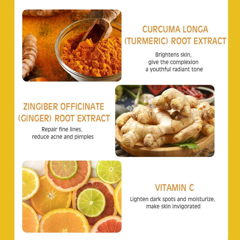 New Arrivals Organic Ginger Turmeric Brightening Dark Spots Remove Skin Care Anti Acne Turmeric Vitamin C Face Serum