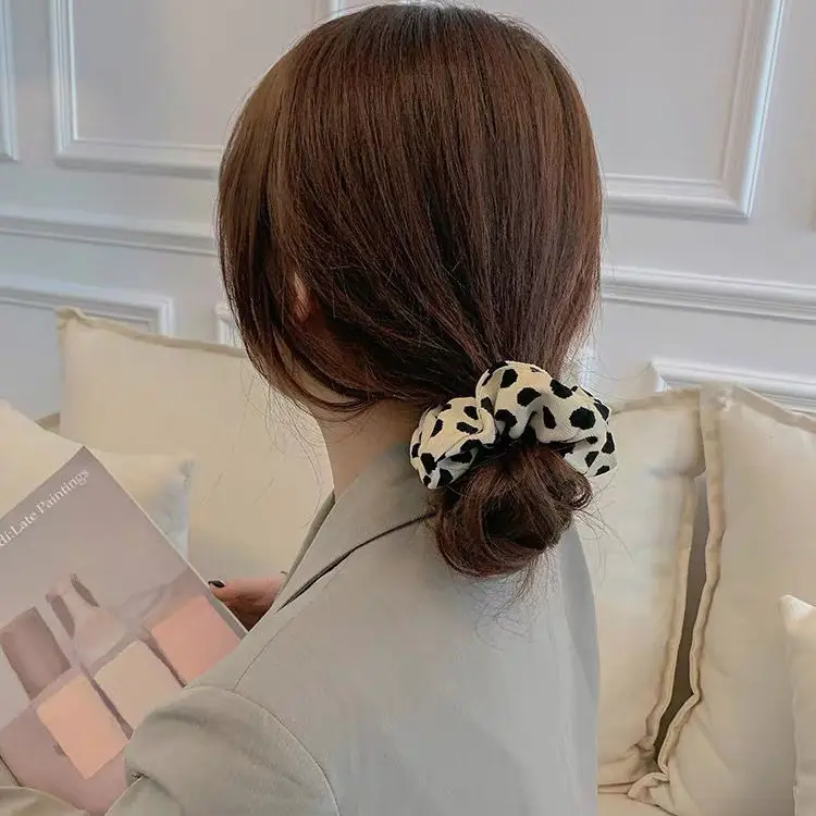 High Quality Girls Elastic Satin Rubber Striped Women Hair Scrunchies Girl Holder Rope Leopard Print Scrunchies