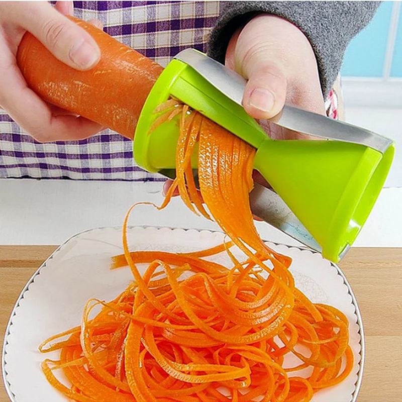 Handheld Spiralizer Peeler Set - 3 Blade Hand Spiral Stainless Steel Mandoline Vegetable Slicer for Potatoes