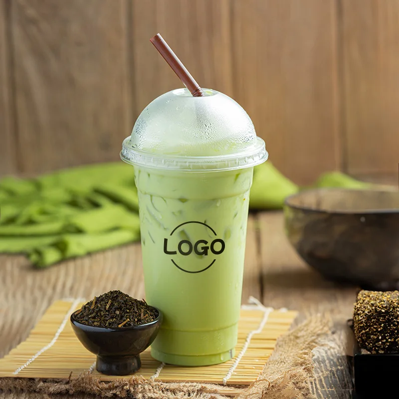 LOKYO Factory price wholesale 12oz 16oz boba bubble tea pet custom disposable plastic cup with lids