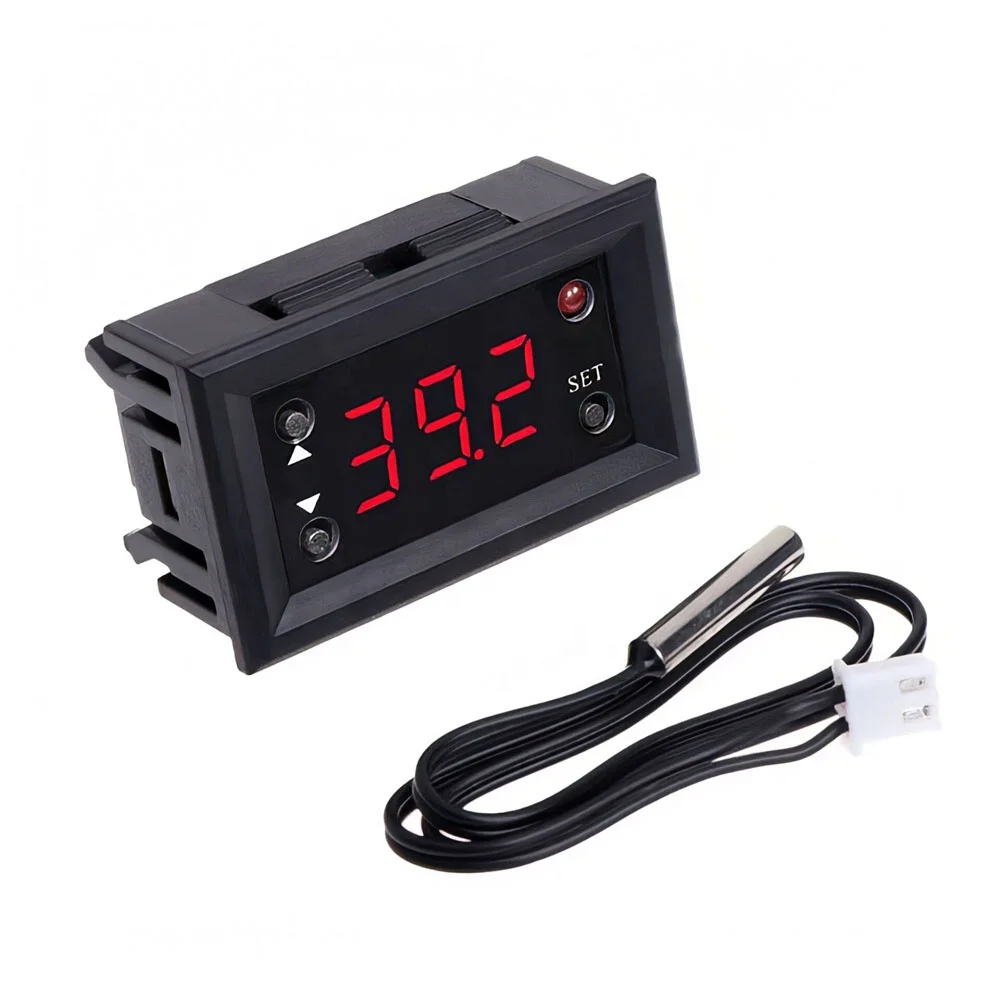 W1218 DC 12V Digital Thermostat Temp Temperature Controller Regulator for Incubator Termostat With NTC Probe Red Display
