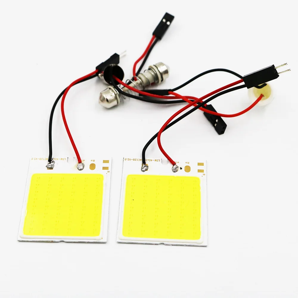 T10 W5W C5W Festoon BA9S 3 Adapter 18 24 48 Chips COB LED Auto Panel Light Reading Bulb Car Interior Map Dome Lamp Super White