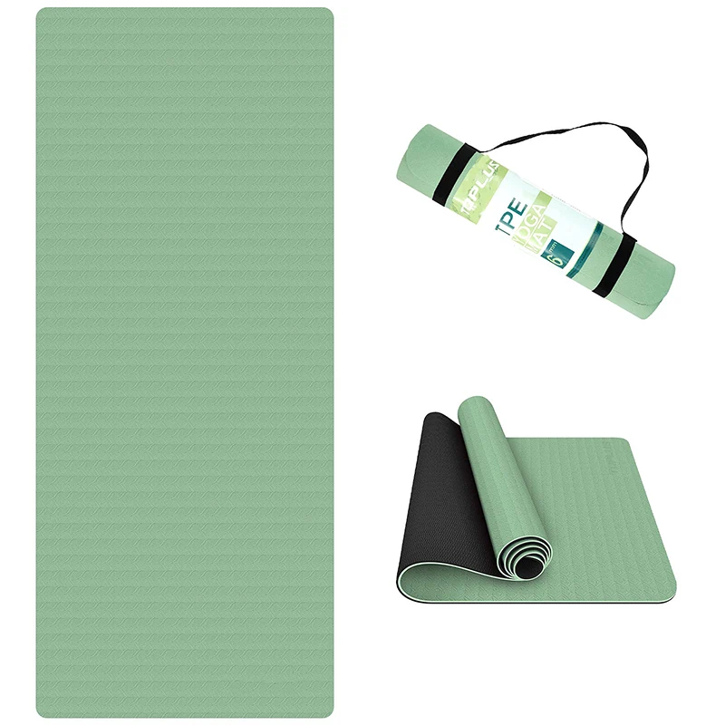 Custom Brand Logo Eco Friendly Extra Thick Non Slip Exercise Fitness Mat 6mm Waterproof TPE Yoga Mat