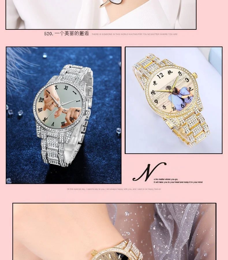 Drop Shipping Gold Plated Jellyfish Shape Photo quartz watches Hip Hop Custom Medallion Photo Frame luxury watch