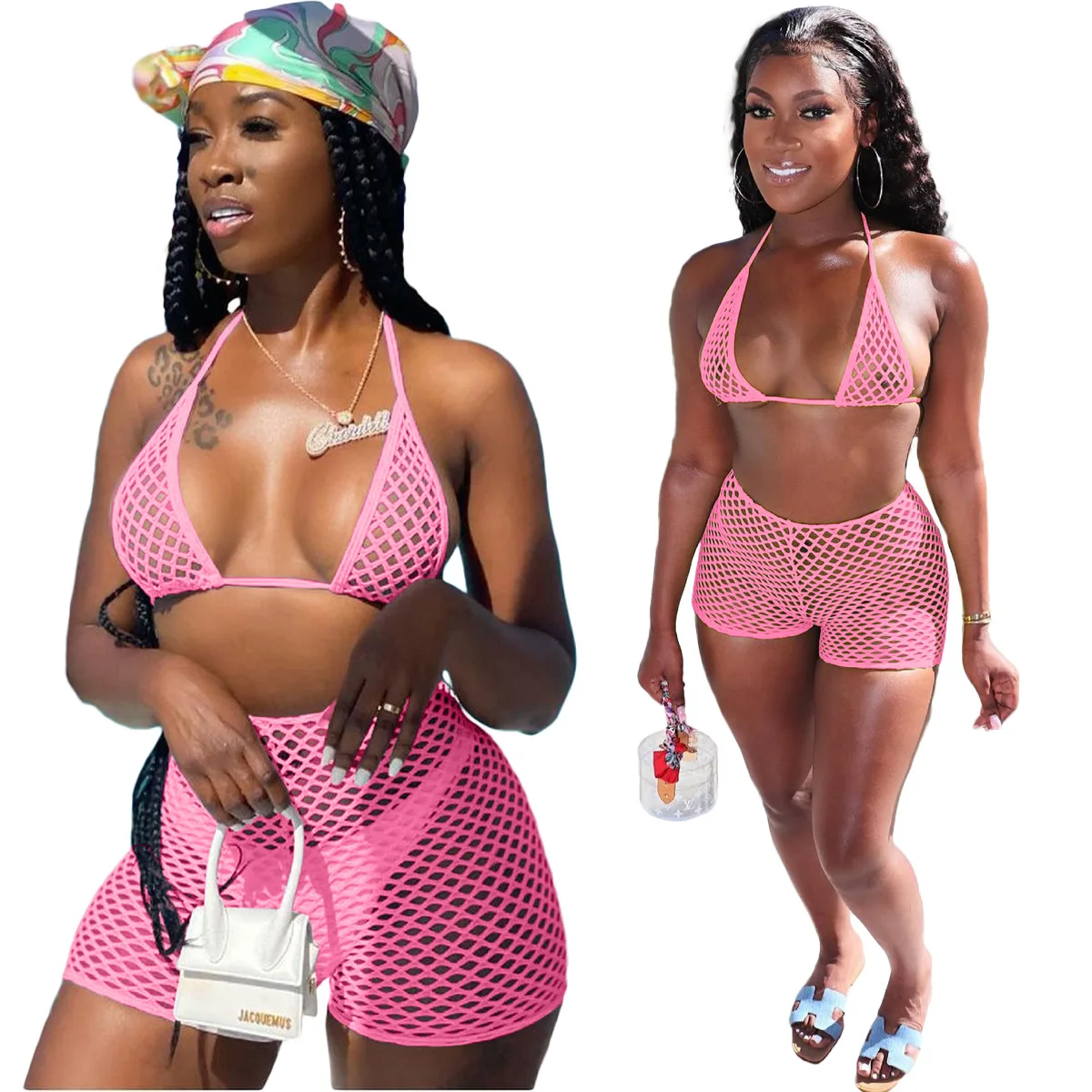 Swimwear 3 Piece Set Crochet Beachwear Wholesale Summer Bikini Tops Triangle Luxury Swimwear Plus Size Sexy Swimsuit