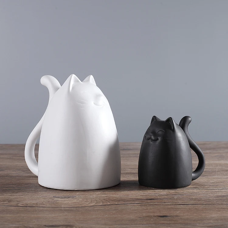 Shop Welcome Ceramic White And Black Cat  Lucky Cat  For Improved Sales