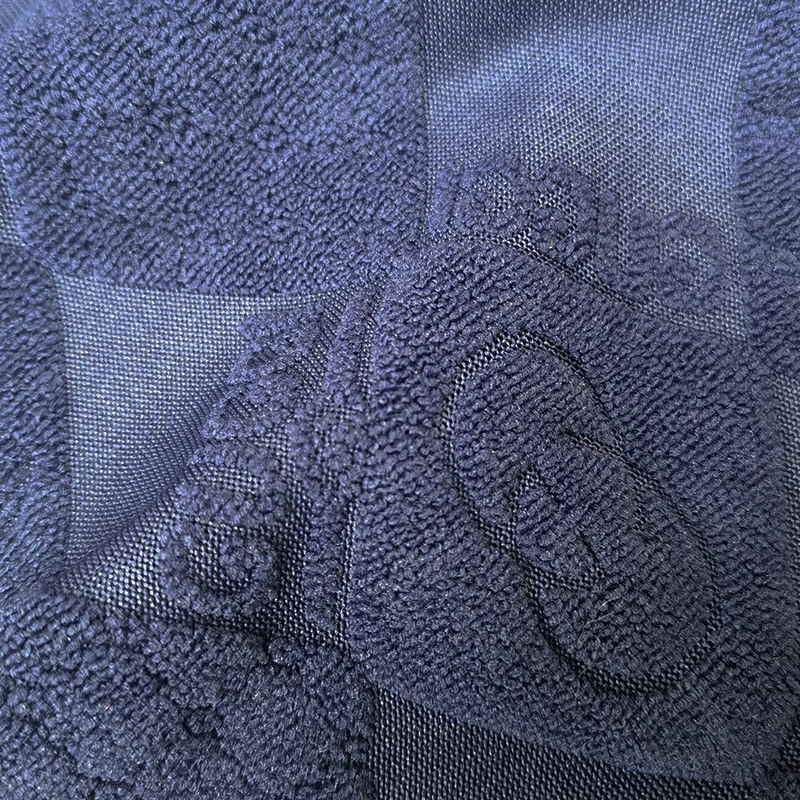 New design navy 100%polyester 260gsm terry towel jacquard fabric for hometextile