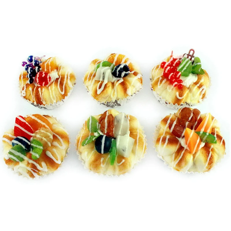 fake cupcake 6pack simulation sprinkle artificial pu foam cake kitchen kid toy fridge magnet for hotel food display