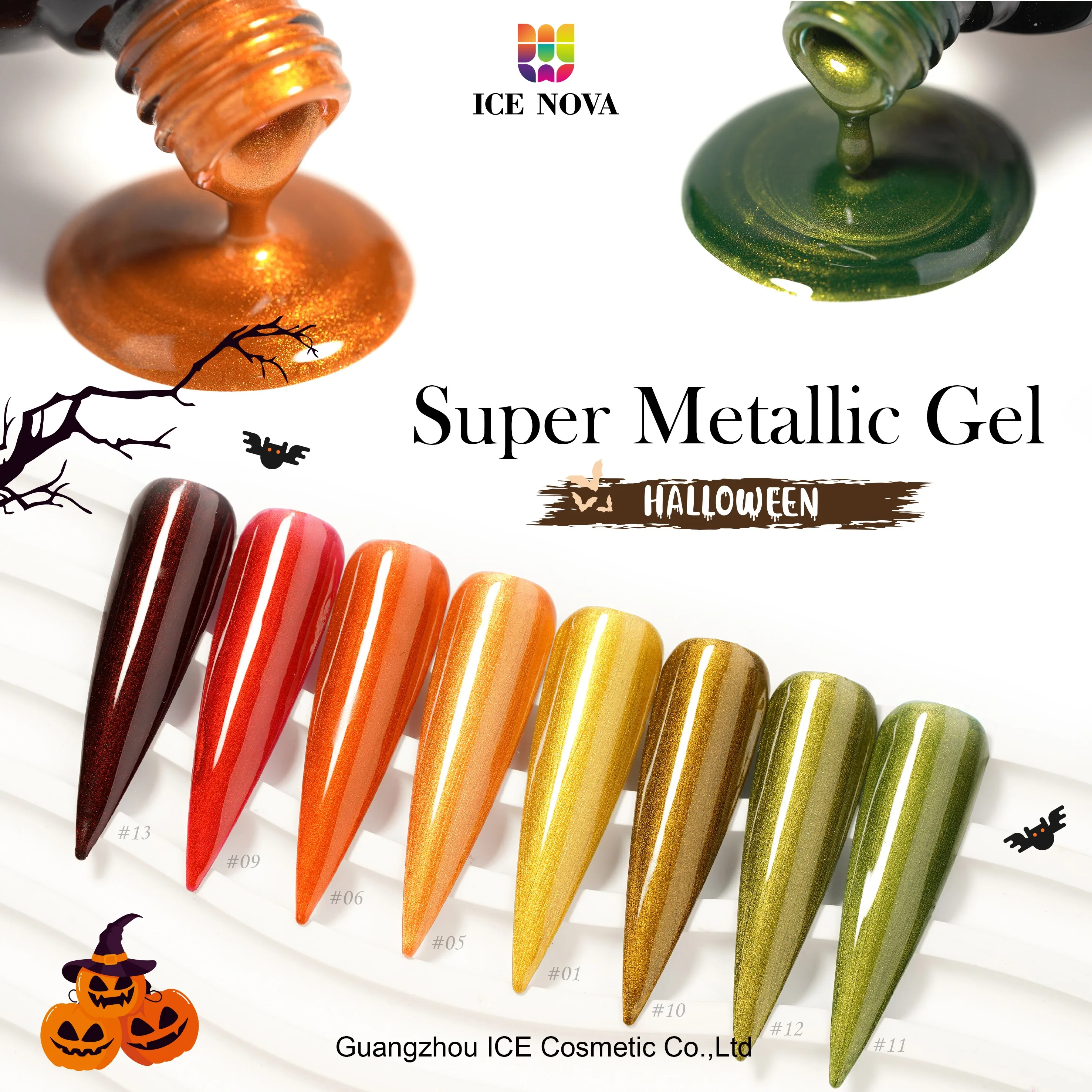 ICE NOVA Super Metallic Gel Golden Metal Significant Sensation Mirror Autumn and Winter Collection Factory Direct Delivery