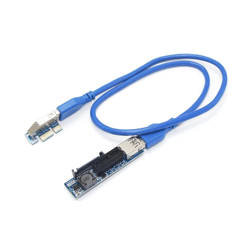 PCI E Express 1X to 1X Extender Adapter Riser Card USB 3.0 Cable SATA Power for Motherboard PCI-E X1 Slot