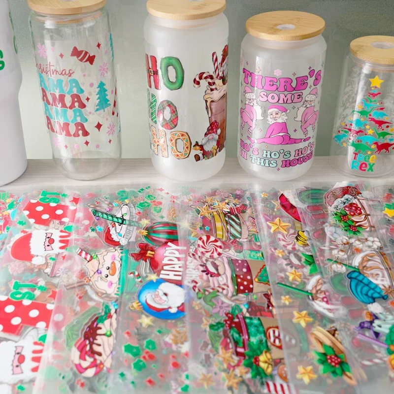 Good Price custom uv dtf transfers for cups wrap uv dtf cup decals transfers christmas uv dtf cup wrap transfers 16oz 24oz lib