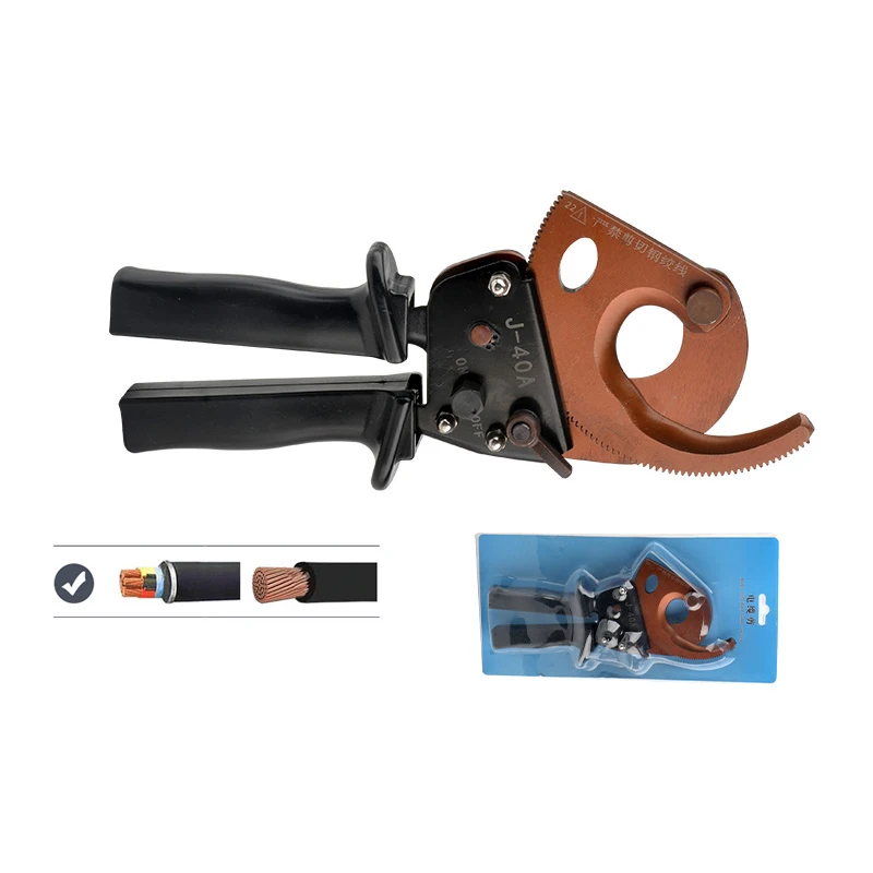 J-40A Hand Industrial Mechanical Ratchet Heavy Duty Electric Copper Aluminum Armored Power Cable Wire Cutter Cutting Tools