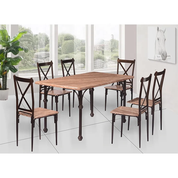 Набор обеденного стола современного дизайна, 1 стол и 6 стульев, Обеденный набор, домашняя мебель