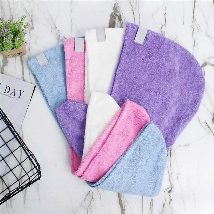 Eco Friendly Customized 100% Organic Cotton Hair Drying Head Towel Wraps Hair Towel Cap for Women
