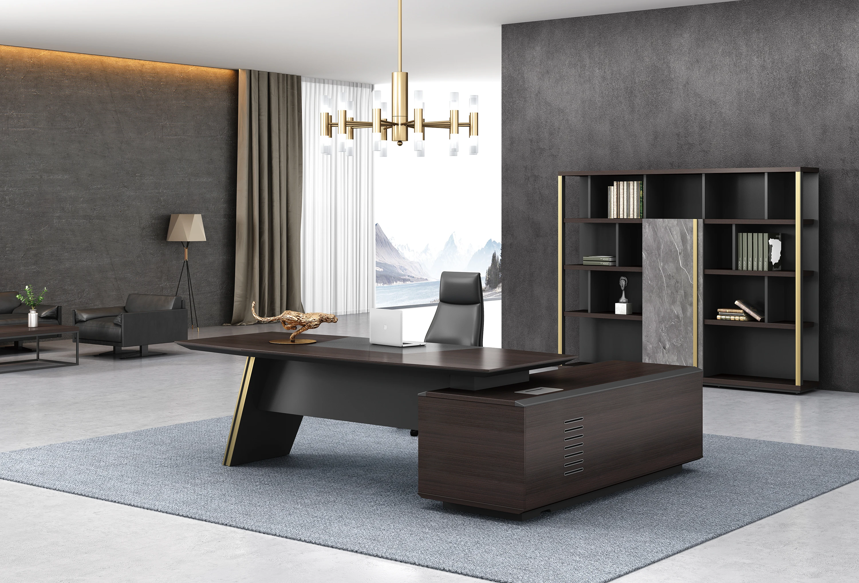 High Quality E1 MFC Workspace Furniture Modern President Factory Supply Executive Office Desk