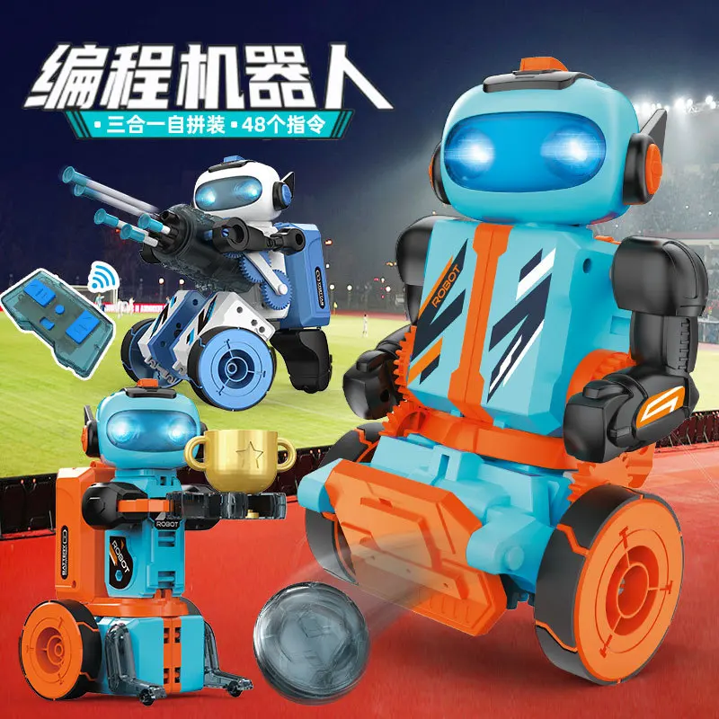2.4GHz Remote Control Smart Robot 3 in 1 Shooting Bullets RC Programming Robot with Led Light