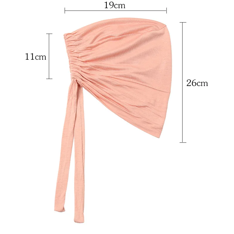 Arab Muslim Turban Solid color modal elastic band bottomed hat tied with rope adjustable scarf small hat