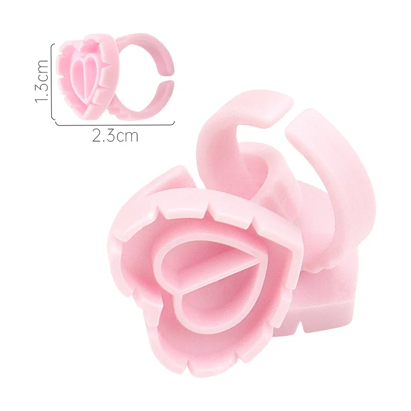 Pink/blue/white Eyelash Glue Cup 100pcs/bag Easy Fan Cup Lash Extensions Ring Heart Shaped Glue Rings