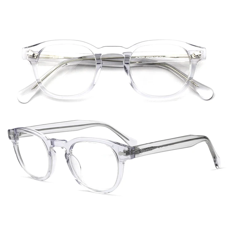 Transparent Acetate Glasses Fashion Round Custom Anti Blue Light Blocking Eyeglasses Clear Acetate Glasses Eyewear