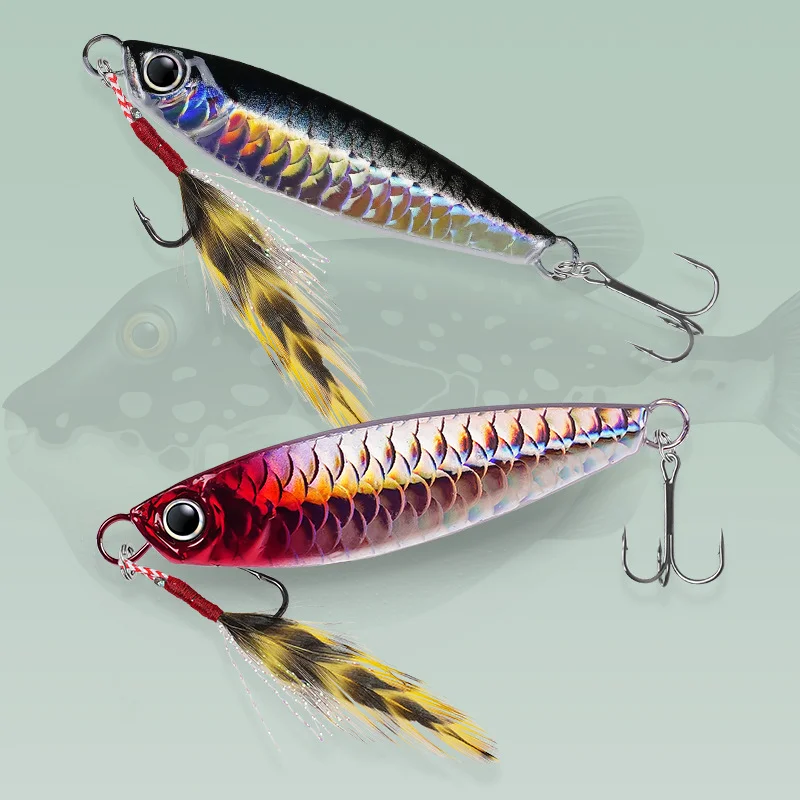 2024 Hot selling 7g 10g 15g 20g 25g 30g Lead Fishing Baits Metal Jig Lure Luminous Fishing Lure Hard Slow Jigbait Lure