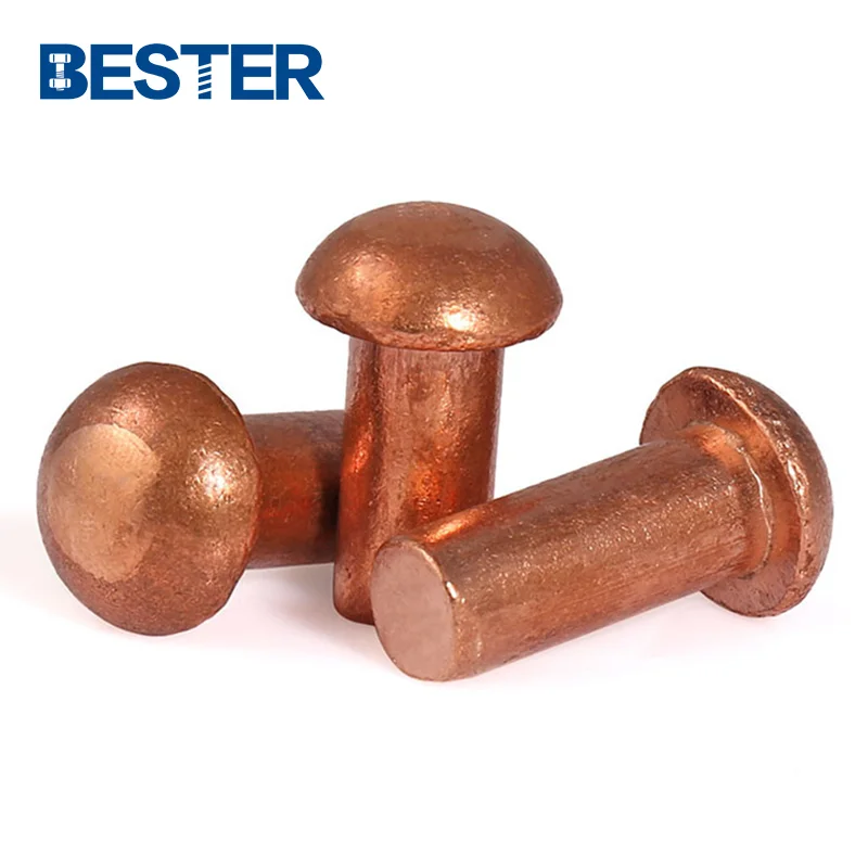 red pure copper brass round dome mushroom truss head solid rivet