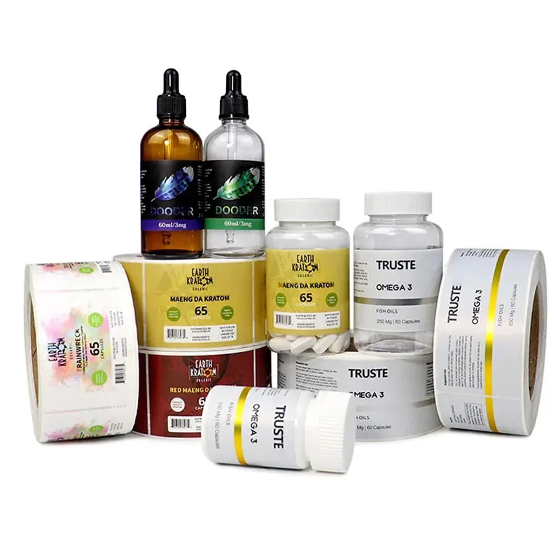 Custom Vinyl Stickers Printing Waterproof Glass Plastic Bottle Labels Soft Drink Roll Label Sticker