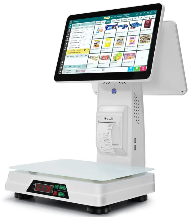 14inch dual touch screen Pos terminal cashier machine all in one cash drawer pos system cash register for grocery store