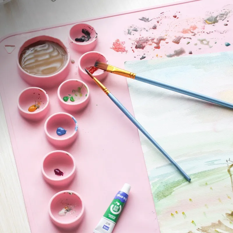 Custom Logo Nonstick Durable Washable Silicone Art Painting Mat Kid Silicone Painting Pad