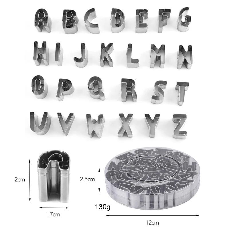 DIY Fondant Baking Tools Biscuits Mold 26 Pcs/Set Stainless Steel Alphabet Cookie Cutter