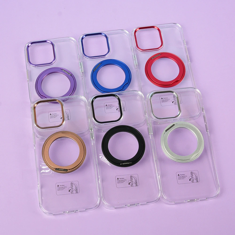Premium Transparent TPU Mobile Phone Case Protector Back Cover Ring Holder For iPhones 16 15 14 Pro Max