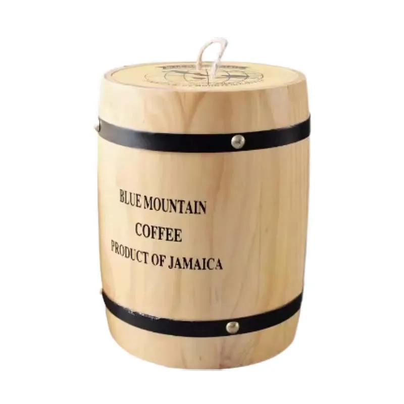 Round coffee barrel exquisite coffee bean storage jar Small bar decorated coffee jar