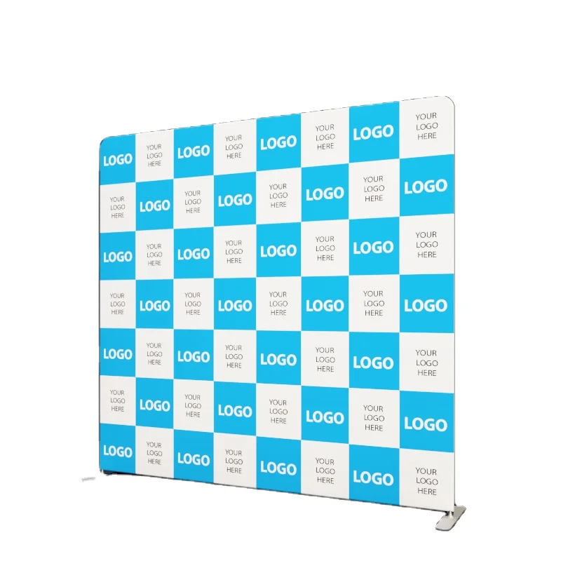 Custom exhibition tension fabric pop up display 20ft 10ft 8ft stretch step and repeat curved straight banner stand