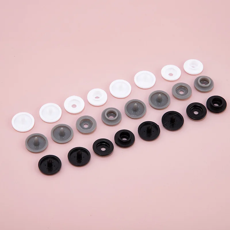 Factory Sale Black Plastic Snap Press Button Fasteners Rivets 9mm 4Parts Snap Buttons