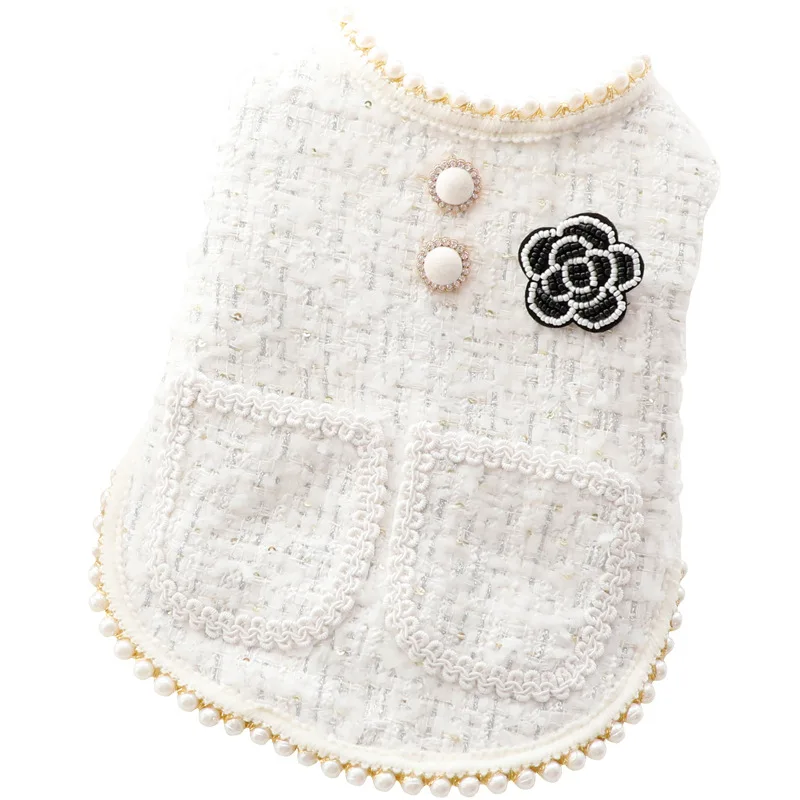 New Arrival Cat Princess Vest Fragrance Celebrity Pearl Luxury Pet Dog Clothes Coats Designer Pet Clothes For Dogs And Pets