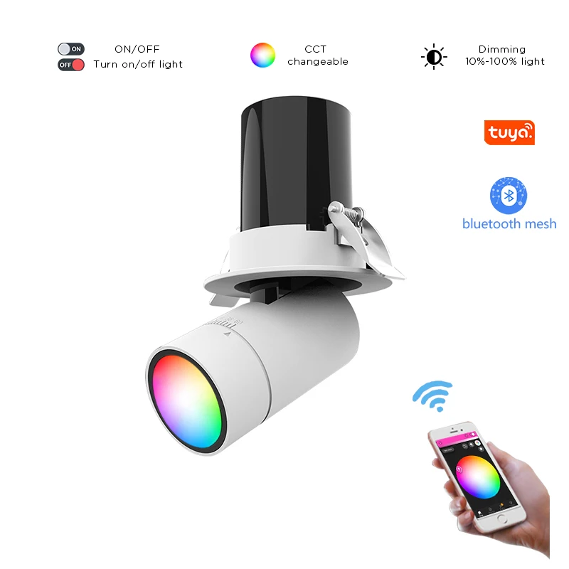  High Quality Modern 7w 12W 20W 30W Smart Wifi Dimmable Adjustable Trimless Ceiling Anti Glare Downlight LED Recessed Spotlight 7w 